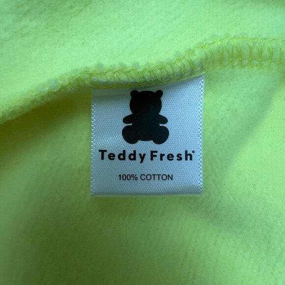 Teddy Fresh‎ Hoodie Womens XL Highlighter Neon Yellow Cropped 100% Cotton Beaded - Picture 13 of 15
